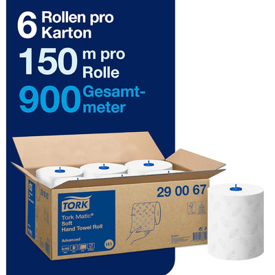 Tork Matic Rollenhandtuch Advanced 290067 - H1 Papierhandtücher für Rollenhandtuchspender, weich, re