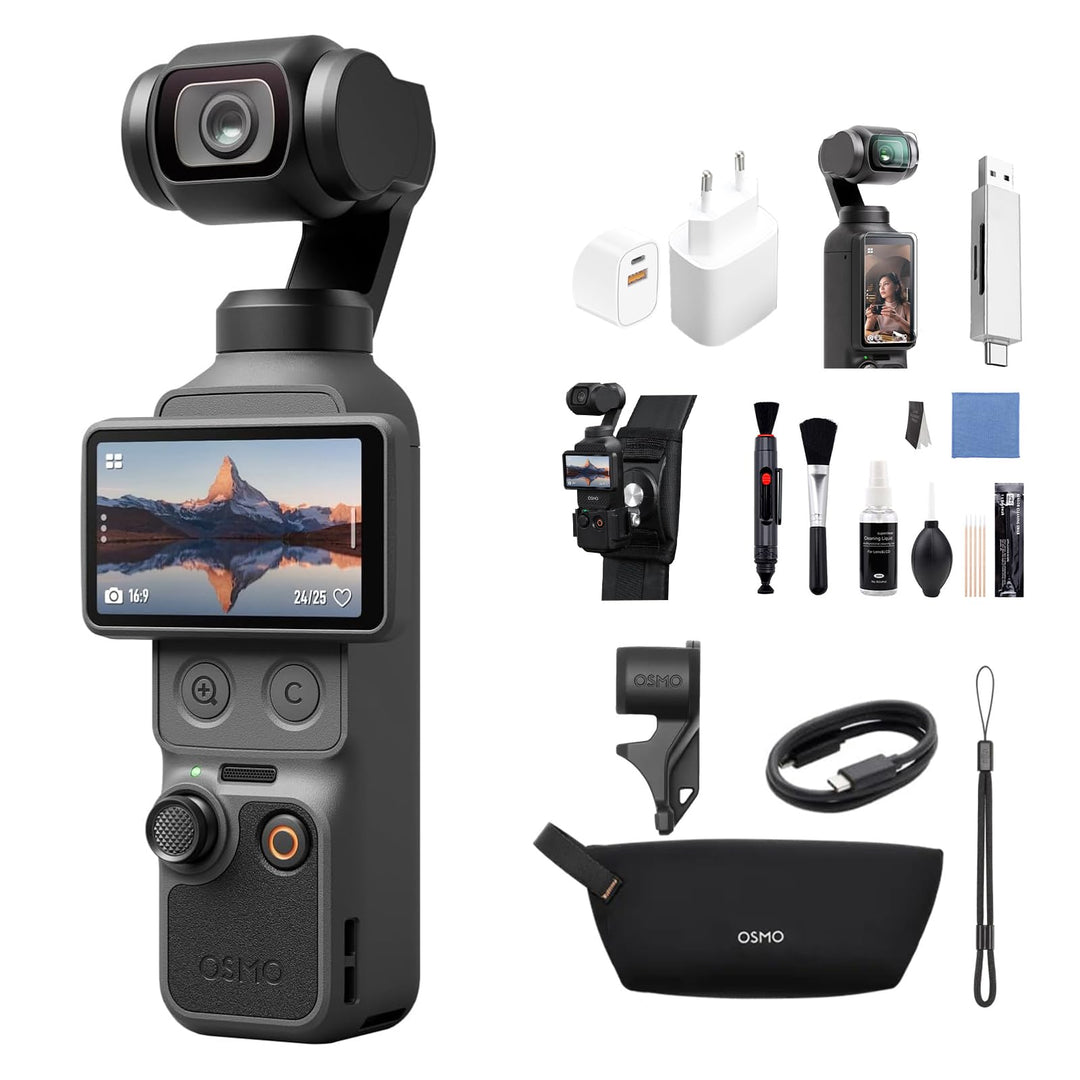 DJI Osmo Pocket 4 Standard Combo mit Mehrere Zubehörteile Bundle, Pocket Gimbal Vlog Kamera, 1″ CMOS