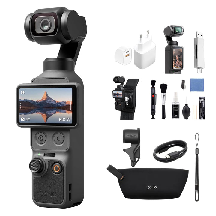 DJI Osmo Pocket 4 Standard Combo mit Mehrere Zubehörteile Bundle, Pocket Gimbal Vlog Kamera, 1″ CMOS