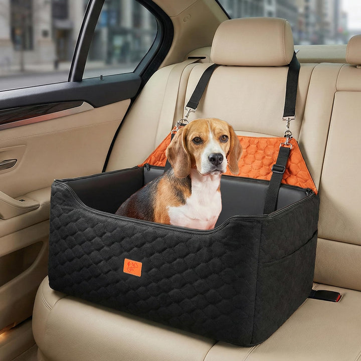 Hunde Autositz für Mittlere/Grosse, Abnehmbarer und Waschbarer Sitzerhöher Hundebett Auto mit Wasser