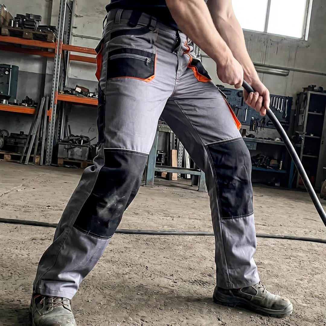 EM Arbeitshosen Männer - Arbeitshose Herren mit Elastische Taille, Voluminöse Fronttaschen, Multifun