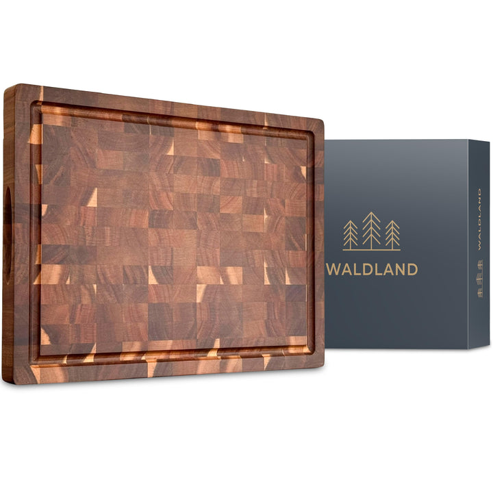 WALDLAND Premium Schneidebrett Holz Gross 40 x 30 x 3 cm I aus robustem Akazienholz I Holzbrett Küch