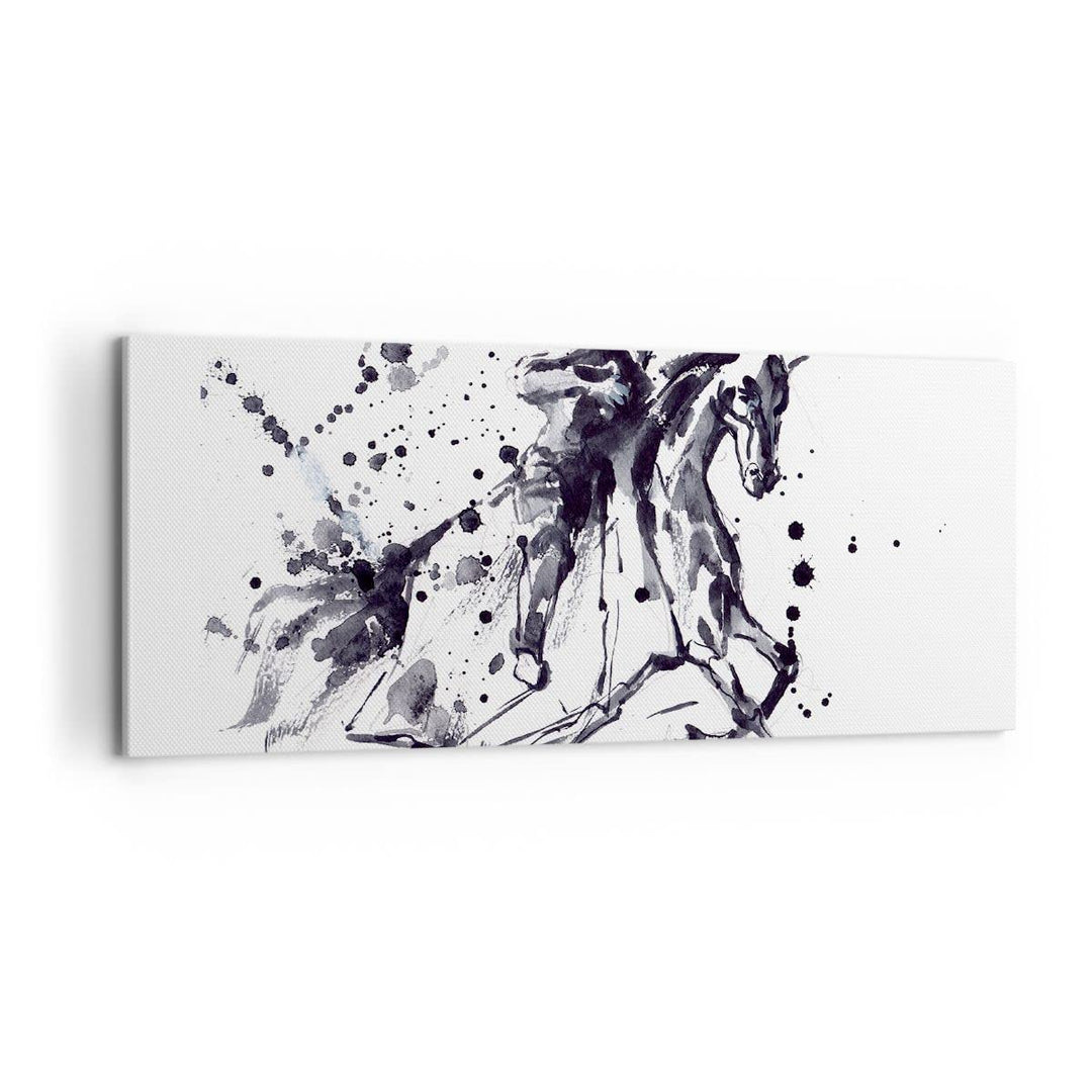 Panorama Bilder auf Leinwand 100x40cm Leinwandbild Pferd Ritter Geschichte Reiten Gross Wanddeko Bil