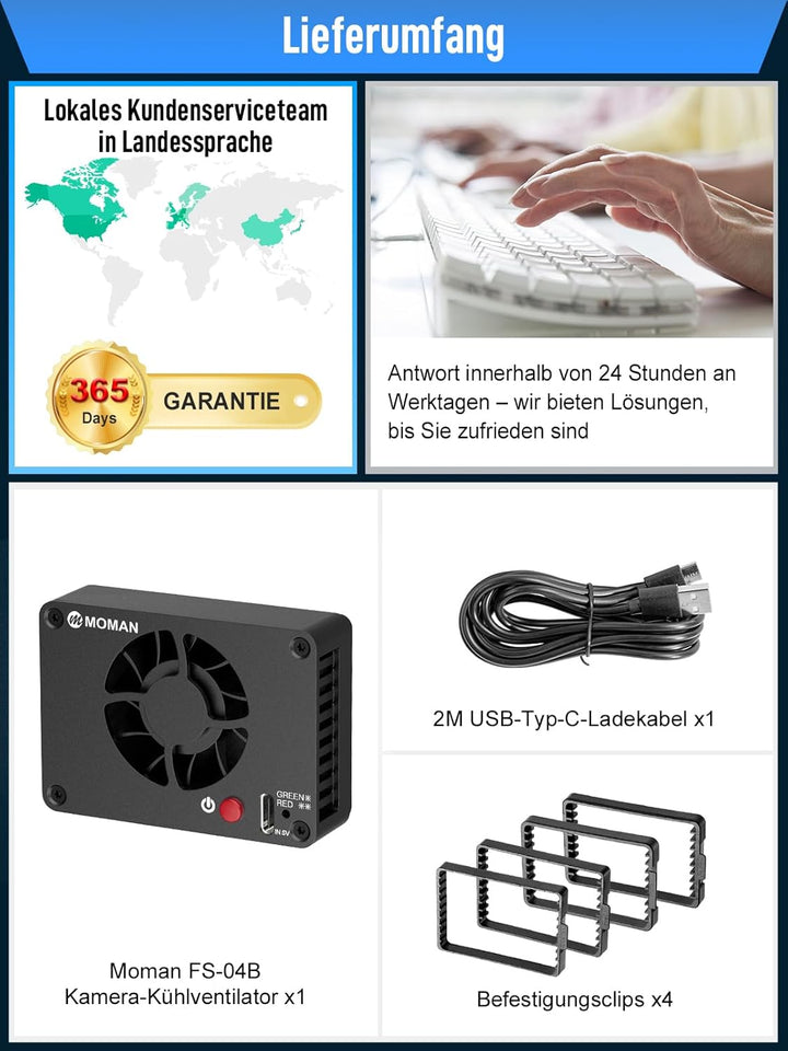Camera Cooling Fan, Moman Externes Halbleiter Kühlsystem für Kameras mit Aufladen vom Typ C für Live