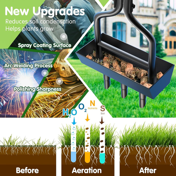 Kedoxi Aerifizierer für Rasen, Heavy Duty Hohl Tine Rasenlüfter mit Bodenrahmen 38In, Rasenlüfter Ma