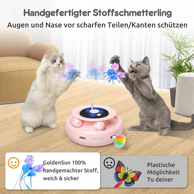 GoldenSun Katzenspielzeug, 3 in 1 Elektrisch Automatischer Spielzeug für Katzen, Interaktives Whack-