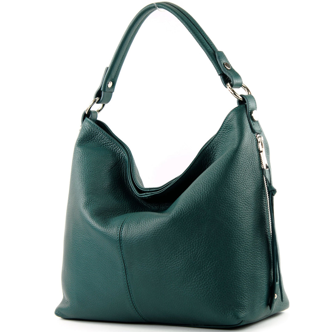 modamoda de Damen Schultertasche, Leder T160 Petrol2021, Petrol2021
