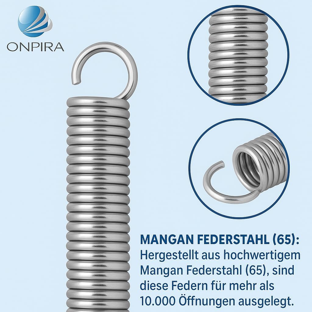 Onpira® 2x Universal Garagentor Feder in 21 Grössen verzinkt in Erstausrüster Qualität! zur Auswahl