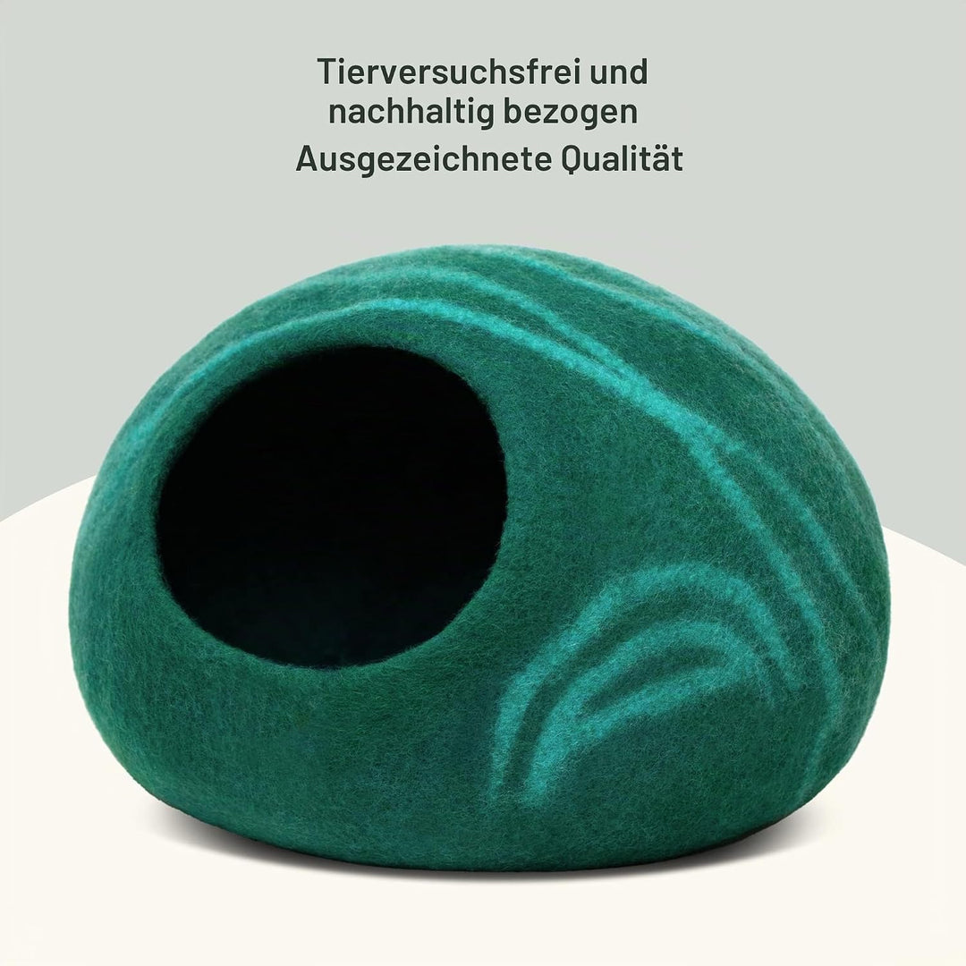 MEOWFIA Katzenbett Höhle – Umweltfreundliche Betten aus 100% Merinowolle für Katzen und Kätzchen (M,