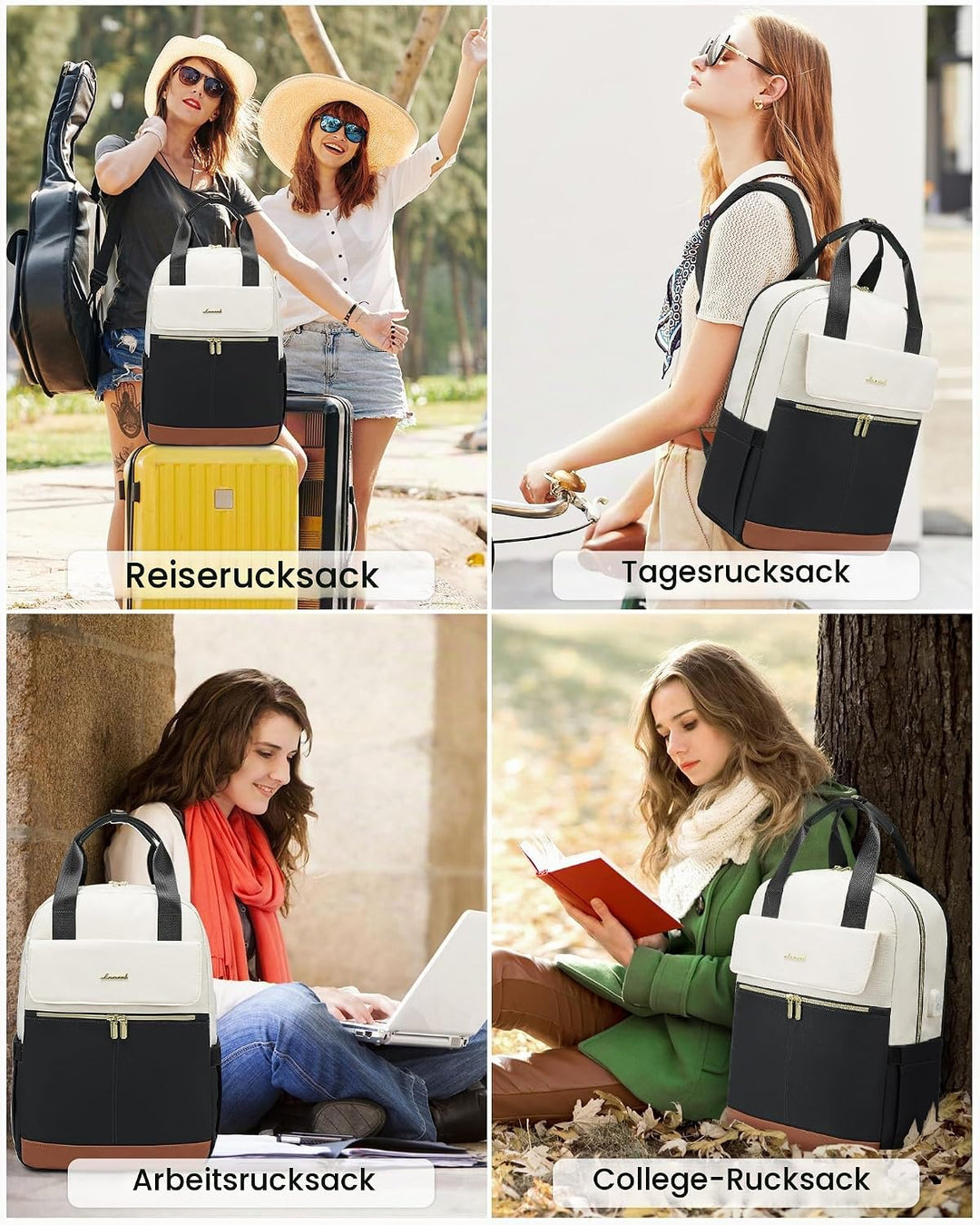 LOVEVOOK Rucksack Damen Gross, 17 Zoll Laptop Schulrucksack Teenager mit Laptopfach, Wasserdicht Rei