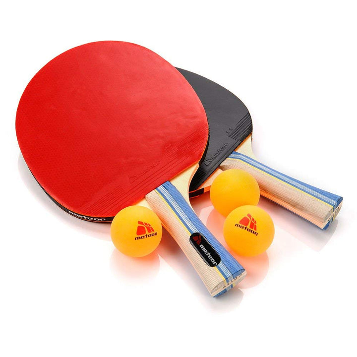 meteor Tischtennis-Set Zwei Schläger und DREI Bälle Allround-Profi Amateur-Mittel- und Fortgeschritt