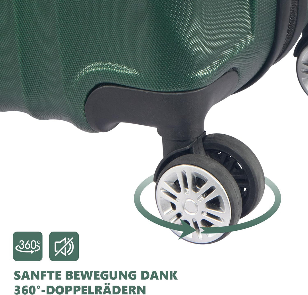 Hartschalenkoffer Set 3 Teilig, Kratzresistente Premium Hartschale, 55 64 74 cm, 360-Grad-Doppelroll