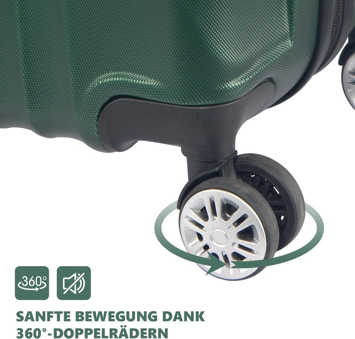 Hartschalenkoffer Set 3 Teilig, Kratzresistente Premium Hartschale, 55 64 74 cm, 360-Grad-Doppelroll
