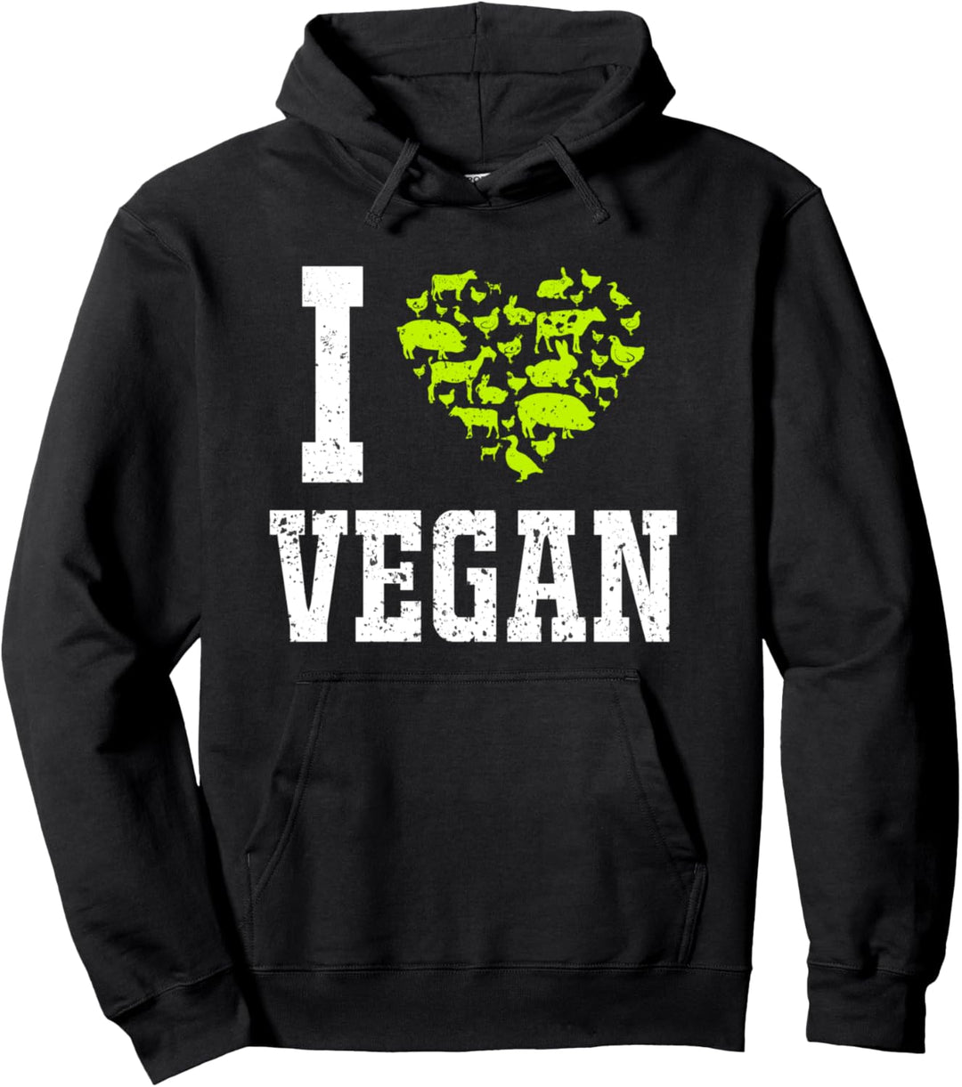 I Love Vegan Animals Vegan Gifts Pullover Hoodie