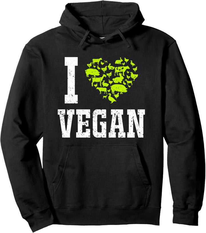 I Love Vegan Animals Vegan Gifts Pullover Hoodie