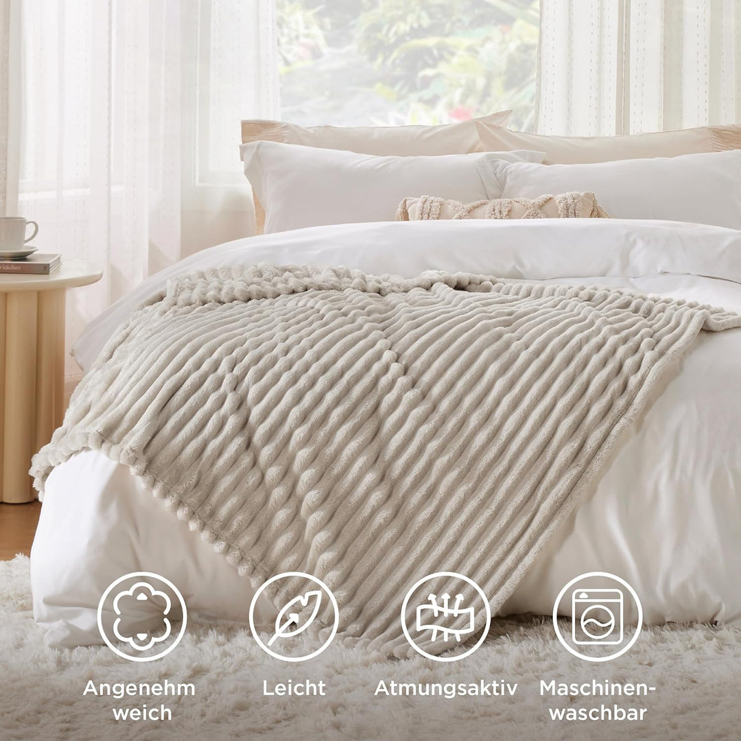 BEDSURE Kuscheldecke Flauschig Decke Fleecedecke – Weiche Warme Grobe Korddecke Gemütlicher Überwurf