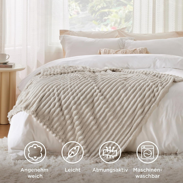 BEDSURE Kuscheldecke Flauschig Decke Fleecedecke – Weiche Warme Grobe Korddecke Gemütlicher Überwurf