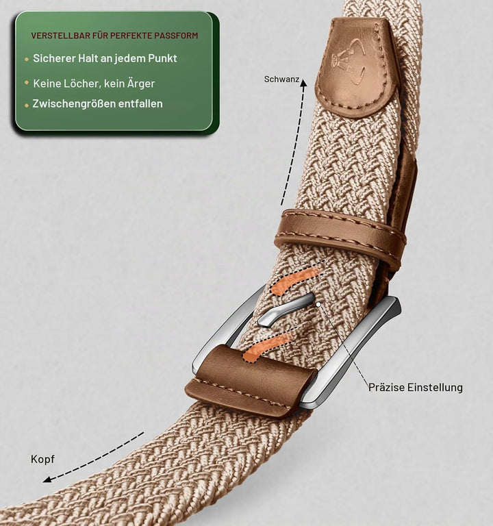 BULLIANT Elastischer Flechtgürtel 2er, Gürtel Herren Damen Stoffgürtel Geflochten Stretchgürtel Golf