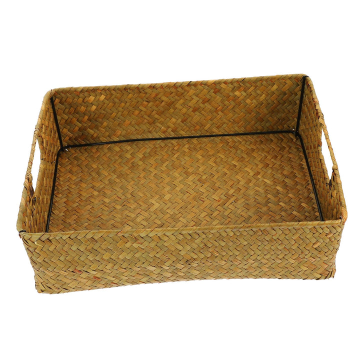 DOITOOL Geflochtener Aufbewahrungskorb Seegras Korb Eckig 40x29x13cm Rechteckiger Korb Geflochten Mu