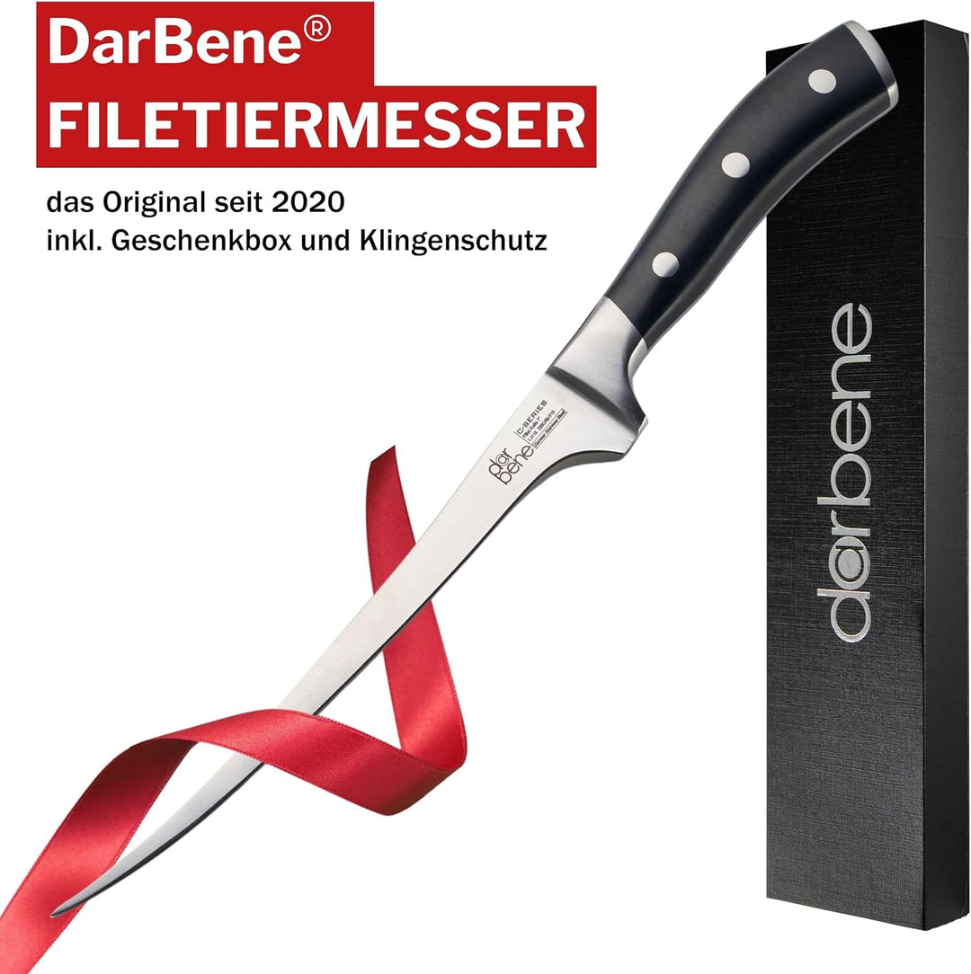 DarBene Filetiermesser C-Series 18cm Profi Küchenmesser aus deutschem Edelstahl, biegsam und flexibe
