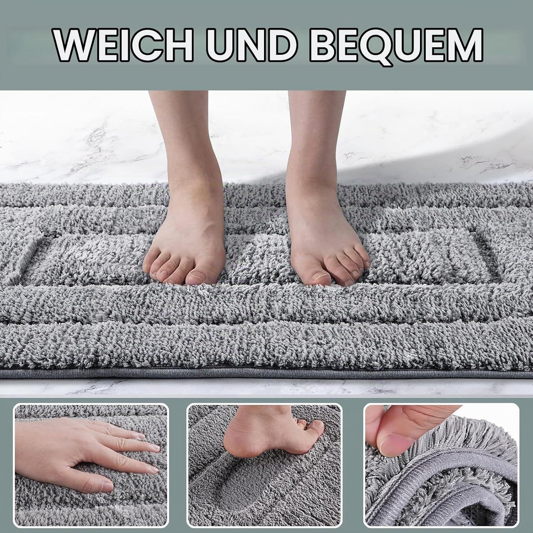 Badezimmerteppich, Badematte rutschfest Waschbar, Weiche Badteppich Wasserabsorbierend Mikrofaser Ba