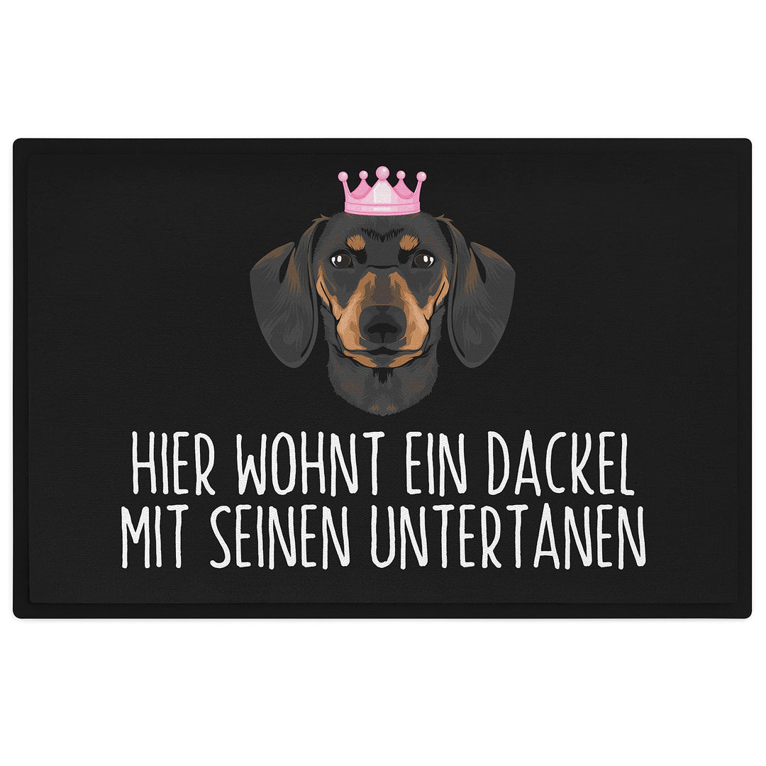 Trendation - Dackel Fussmatte Hier Wohnt EIN Dackel Mit Seinen Untertanen Fussmatte Dackel-Besitzer