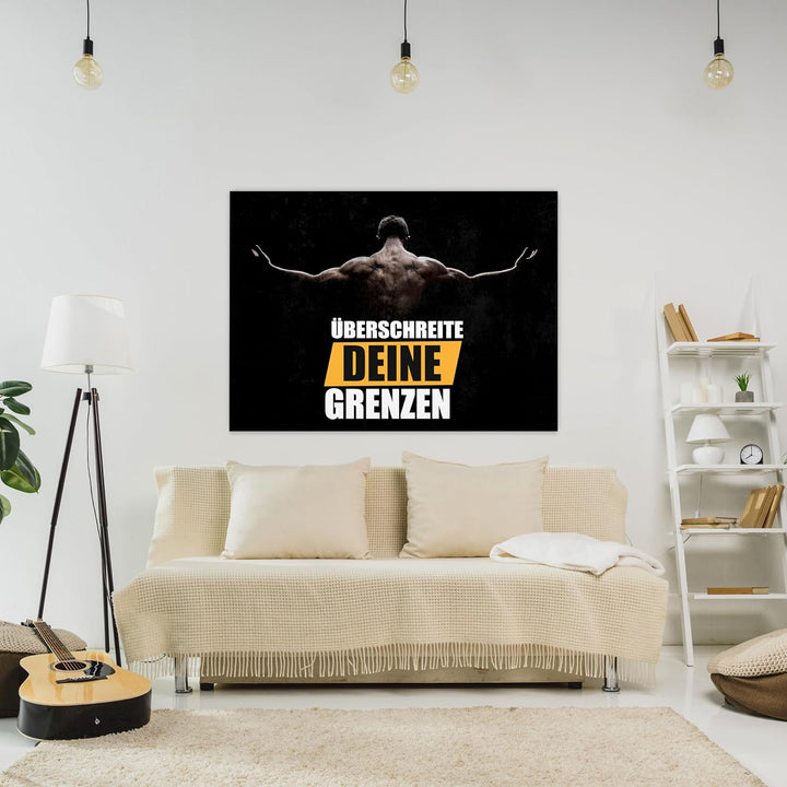 wandmotiv24 Leinwand-Bilder Motivation, Grösse 100x75cm, Querformat, Überschreite Deine Grenzen, Spo