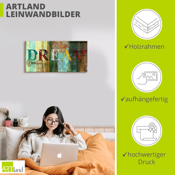 ARTland Leinwandbilder Wandbild Bild auf Leinwand 60 x 30 cm Statement Bilder Sprüche Texte Digitale