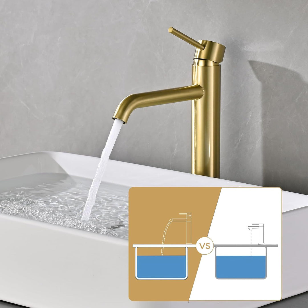 Waschtischarmatur Hoch, DETBOM Wasserhahn Bad-Mischbatterie, Keramischem Ventilkern, Armatur für Was