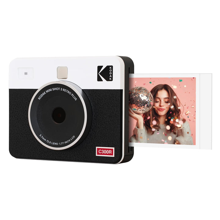 KODAK Mini Shot 3 Retro 4PASS 2-in-1 Sofortbildkamera und Fotodrucker (7,6x7,6cm) + 8 Blatts, Weiss