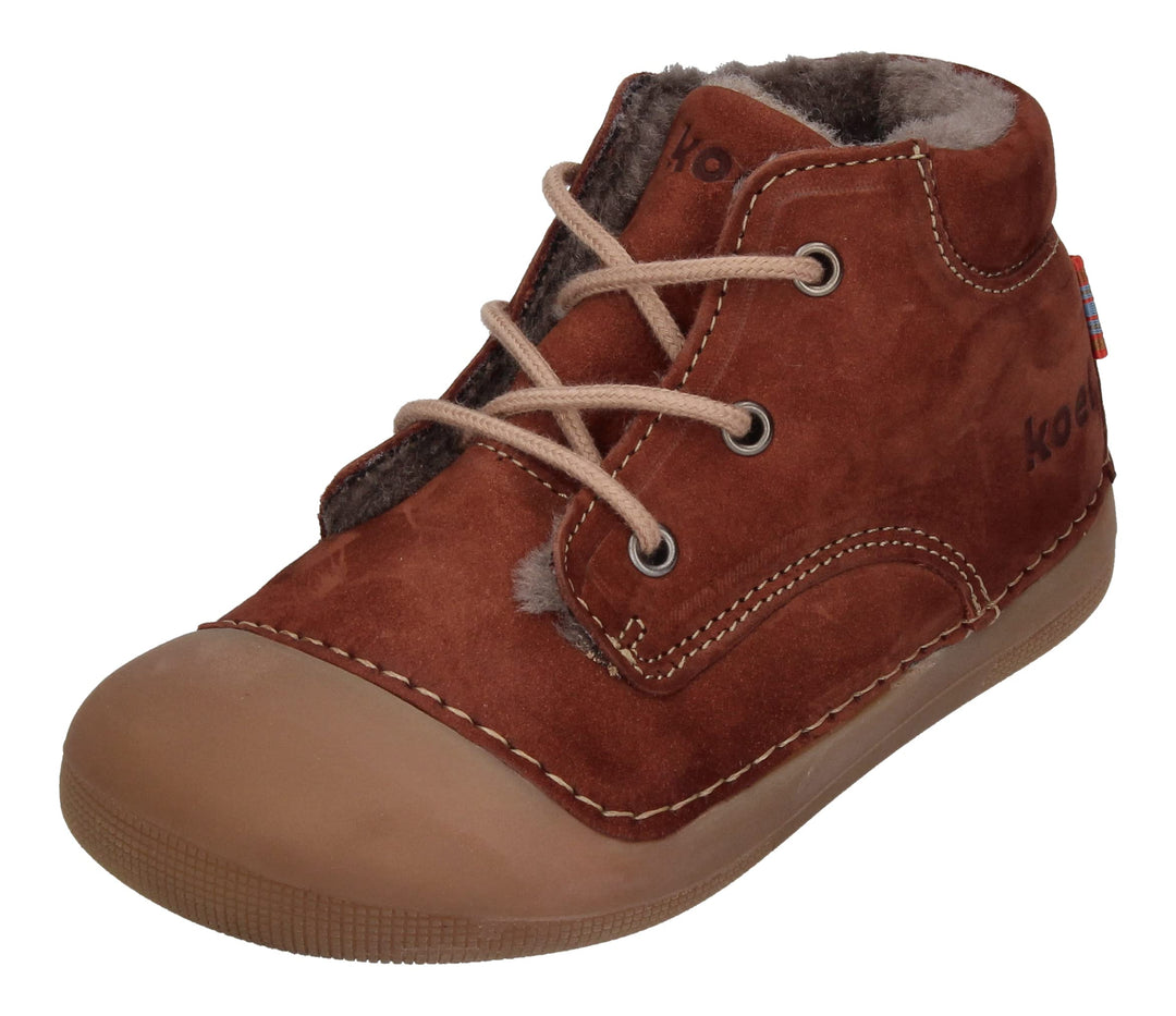 KOEL Barefoot Lauflernschuhe - AVA Bio Nubuk Lambswool Blue 19 EU Chocolate, 19 EU Chocolate