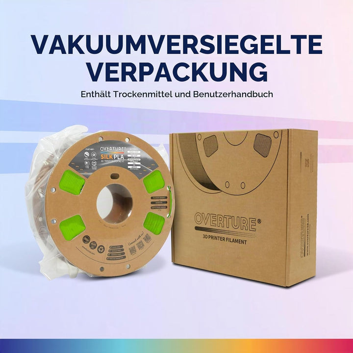 OVERTURE Silk PLA PLA Filament, 1,75 mm Verbrauch, 1 kg Filament (2,2 lbs), Massgenauigkeit 99% Wahr