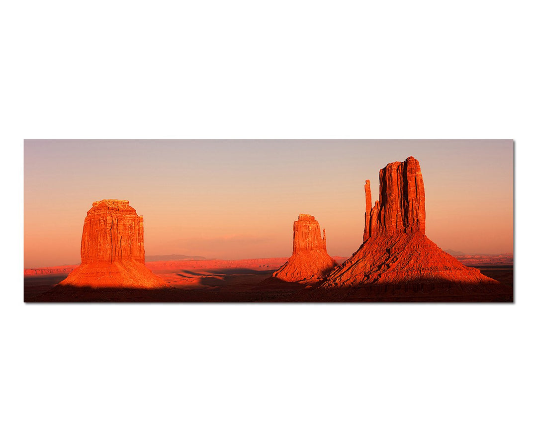 Paul Sinus Art Panoramabild auf Leinwand und Keilrahmen 150x50cm USA Monument Valley Sonnenuntergang