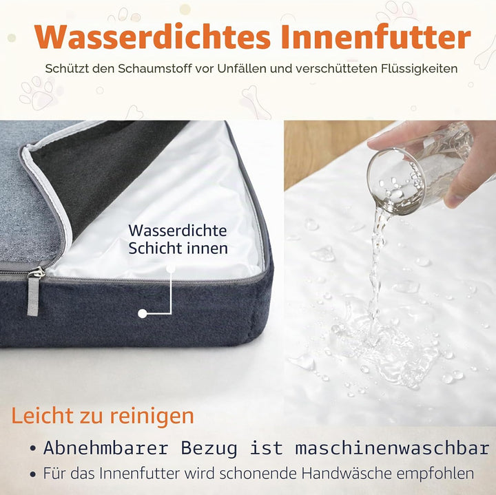 EMPSIGN Hundebett Mittelgrosse Hunde Hundekissen Waschbar, Hundebett Wasserdicht M 74x46x5.8cm, Hund