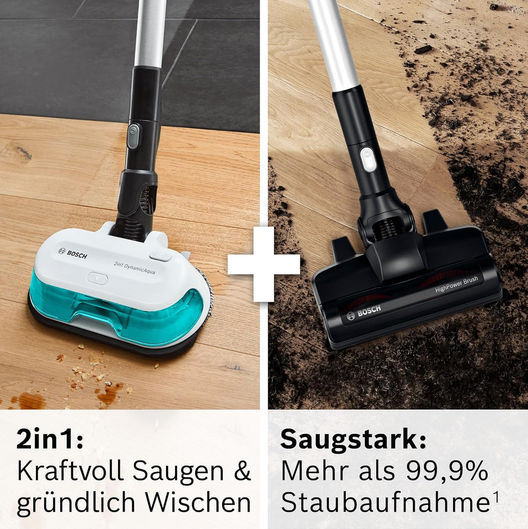 Bosch Akku-Staubsauger Unlimited 7 ProHygienic Aqua BSS712XHYG, kabellos, 2in1 Saugen &amp; Wischen, Kni