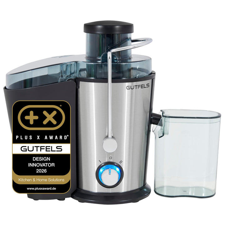GUTFELS Entsafter JUICE 3010 | 1,6 Liter Tresterbehälter + 500 ml Saftbehälter | 65 mm Öffnung | Ede