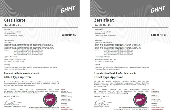 DIGITUS 100 m Cat 6A Netzwerkkabel - U-FTP (PiMF) Simplex - BauPVO Eca - LSZH Halogenfrei - 500 MHz