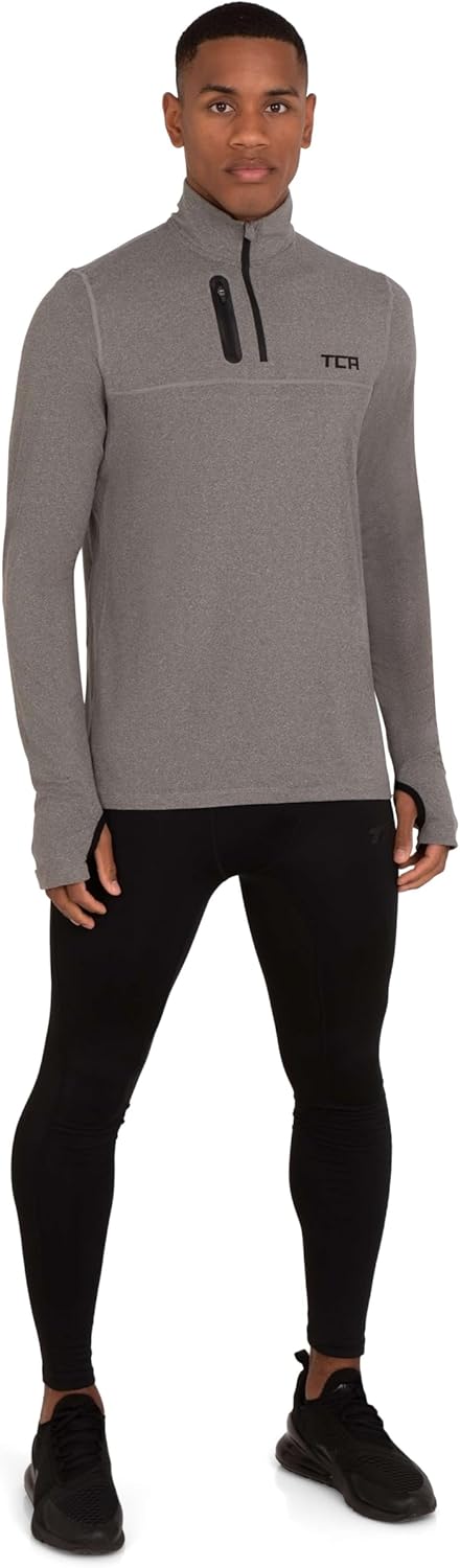 TCA Laufshirt Herren Langarm - Fusion Pro Quickdry Langarmshirt atmungsaktiv - Ski Oberteil Herren -
