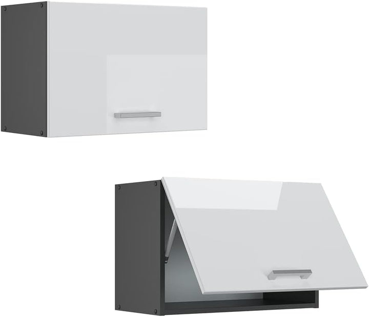 Vicco Hängeschrank R-Line, Weiss Hochglanz/Anthrazit, 60 cm Flach Weiss Hochglanz Dunsthaubenschrank