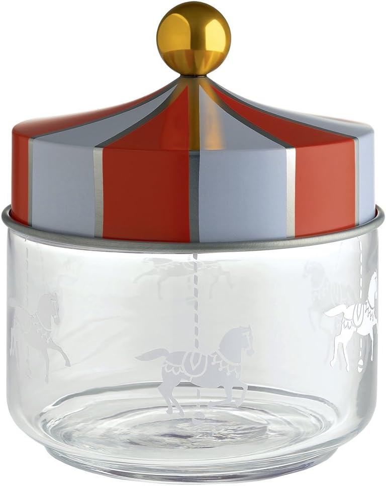 Alessi Circus MW30/50 - Küchengefäss für Design-Lebensmittel, in Screen-bedrucktes Glas mit Deckel i