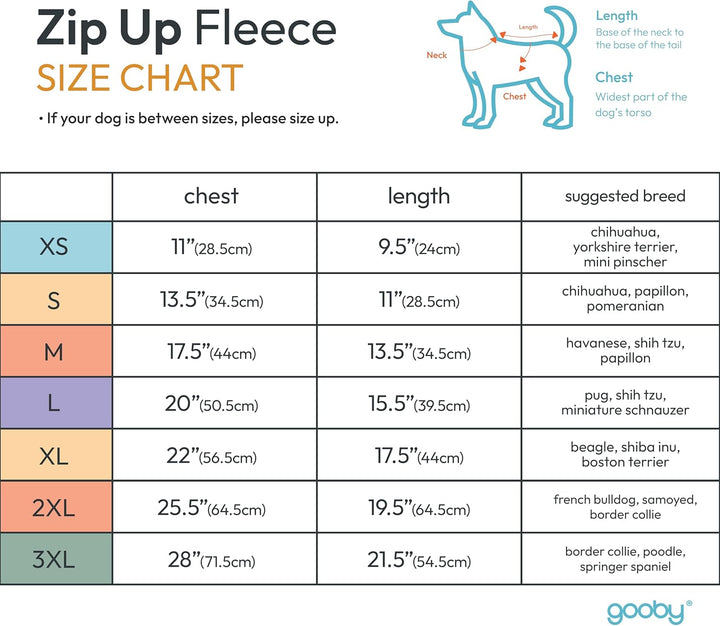 GOOBY Zip Up Fleece-Weste für kleine Hunde, rose, xs rose X-Small chest (~11"), rose X-Small chest (