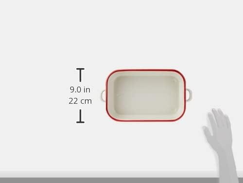 Ibili 909932 Bräter mit Griffen aus emailliertem Stahl, weiss/rot, 32 x 16 x 7 cm