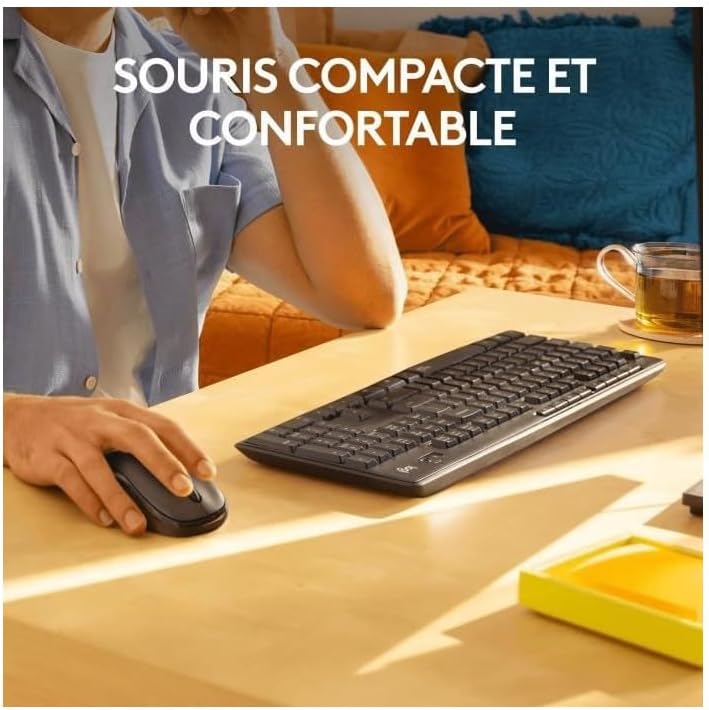 Logitech MK295 kabelloses Tastatur-Maus-Set mit SilentTouch-Technologie, Shortcut-Tasten, optischer