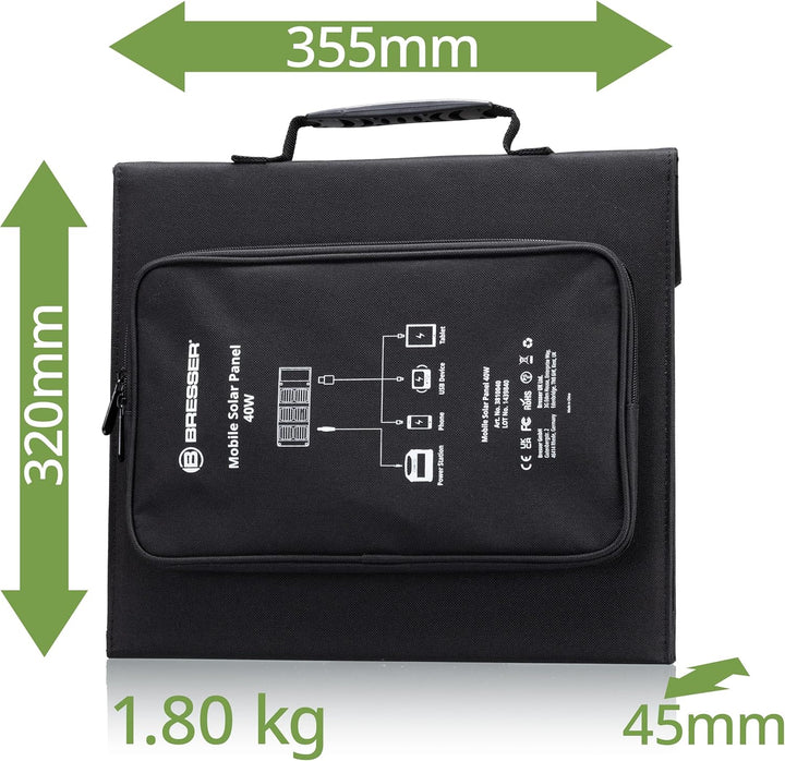 Bresser Solar Ladegerät 40W mit 1x DC- und 3x USB-A-Anschlüssen inkl. USB-A-Buchse mit QC3.0 zur Sch