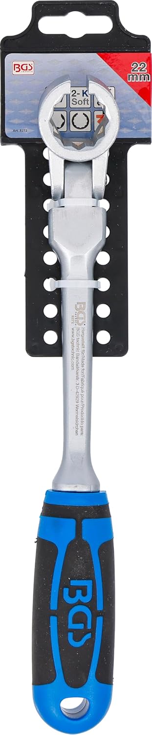 BGS 8272 | Spezial-Ringschlüssel für Lambdasonden, kippbar, mit Griff | SW 22 mm