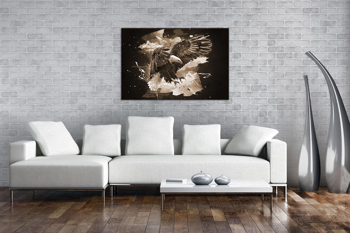 deyoli anmutiger Adler Effekt: Sepia Format: 80x60 als Leinwandbild, Motiv fertig gerahmt auf Echtho