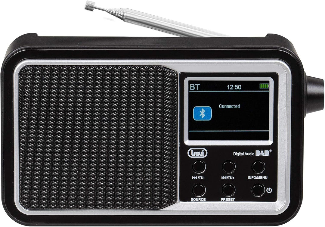 Trevi DAB 7F96 R Tragbares Radio mit DAB/DAB+/FM-Empfänger, 2 Zoll Farbdisplay, Speicherstationen, B