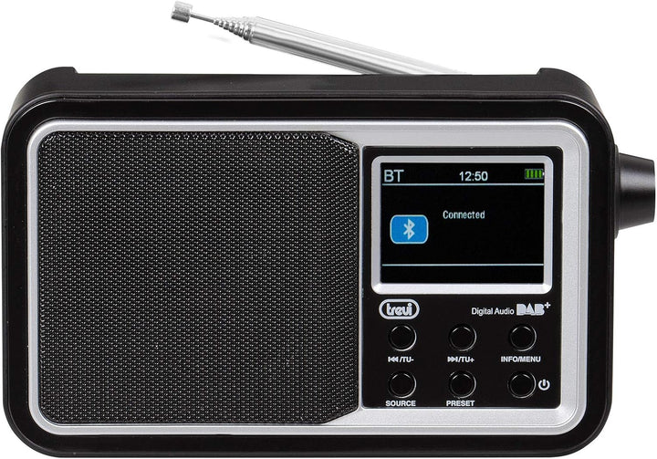 Trevi DAB 7F96 R Tragbares Radio mit DAB/DAB+/FM-Empfänger, 2 Zoll Farbdisplay, Speicherstationen, B
