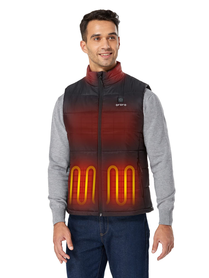 ORORO Beheizbare Weste Herren mit Akku Beheizte Weste Herren Heizweste XL Neutral Schwarz, XL Neutra