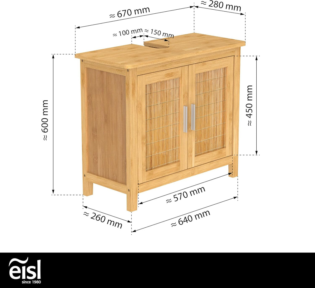 EISL BMBA02-WTU Bambus Waschbecken Unterschrank Waschbeckenunterschrank, Waschbeckenunterschrank